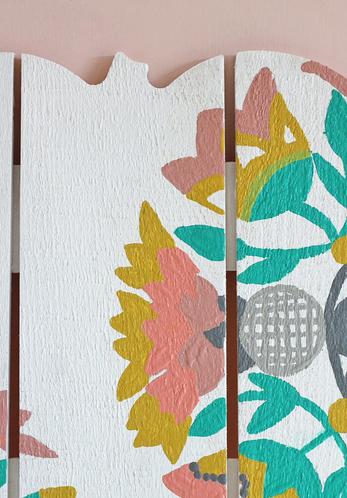 embroidery inspired pumpkin detail. Non-traditional fall decor