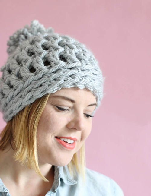 Easy Chunky Crochet Beanie - a 30 minute hat! Free pattern from Persia Lou