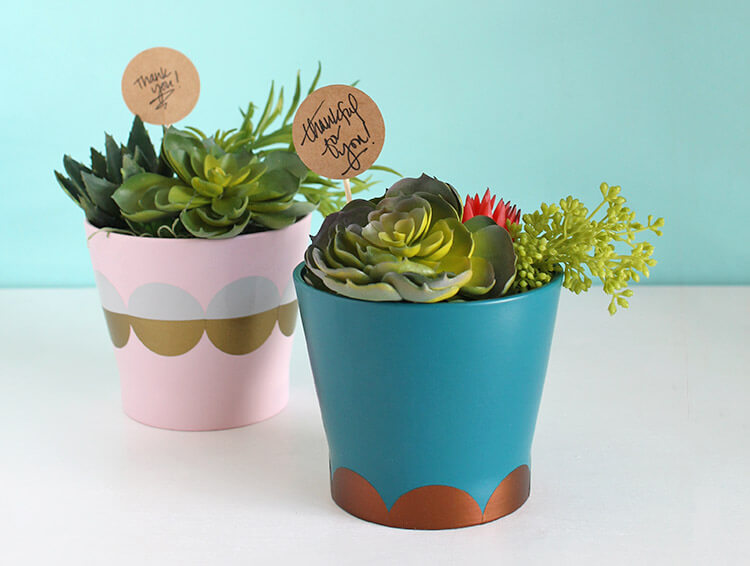 Super simple DIY Modern Planter - give a plain planter a fun upgrade in just minutes, no special tools required.