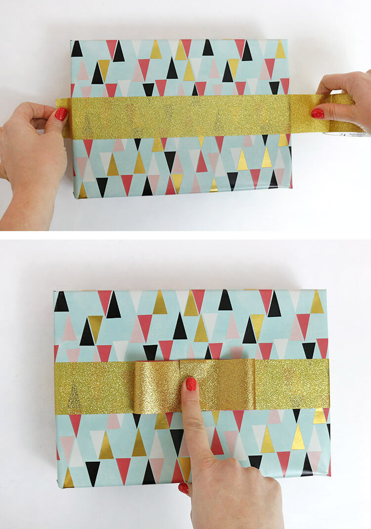 DIY Tape Bows - Glittery Gift Wrap Idea