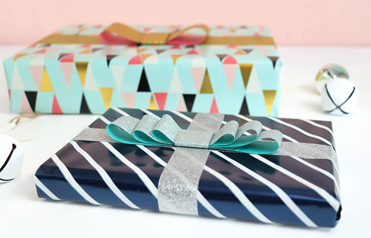 DIY Tape Bows - Glittery Gift Wrap Idea