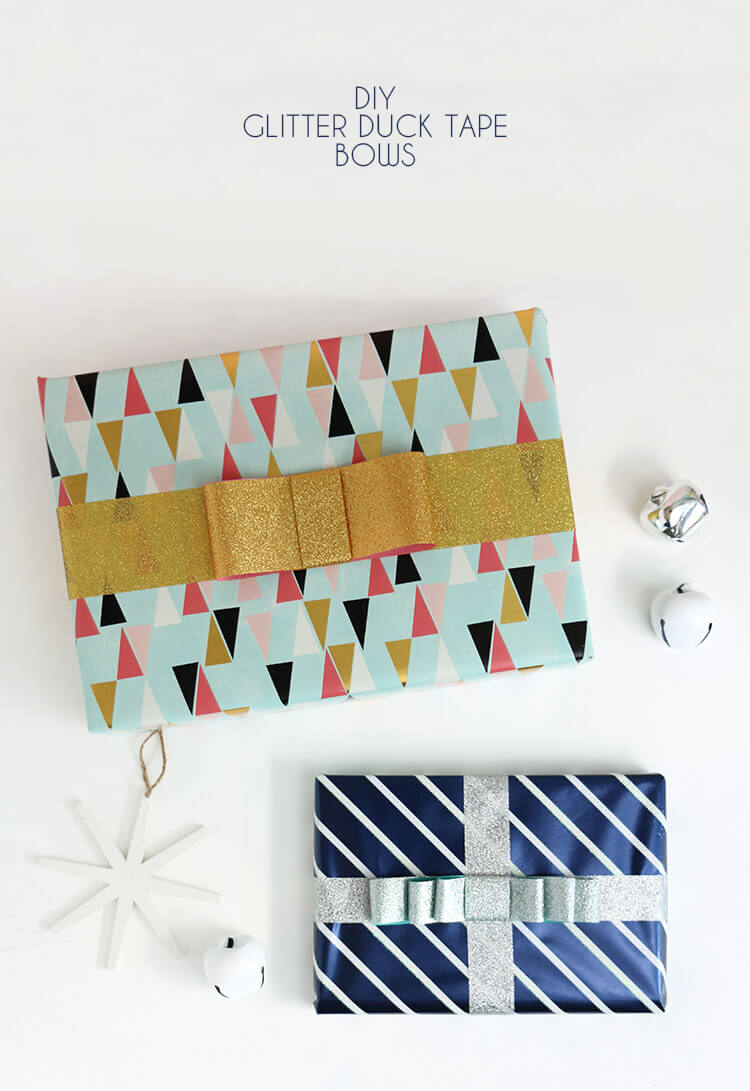 DIY Tape Bows - Glittery Gift Wrap Idea