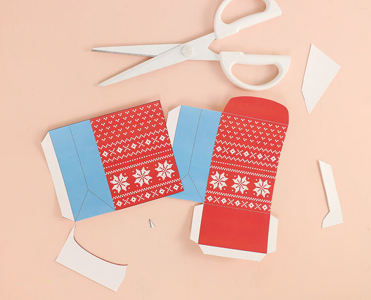 cut out Christmas sweater treat box pieces