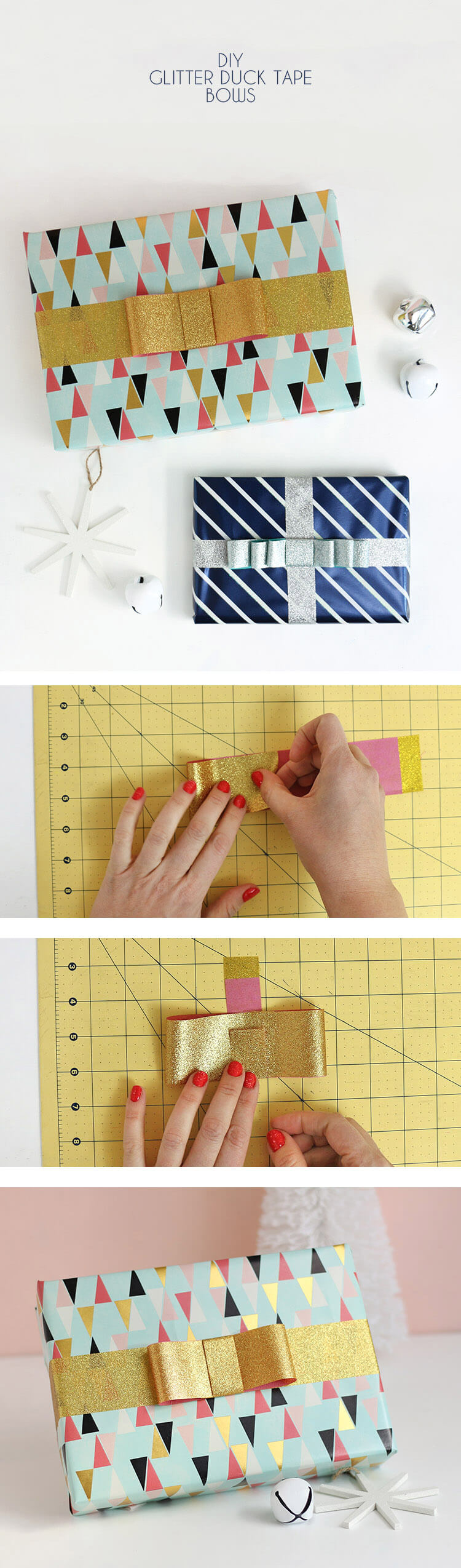 learn how to make DIY tape bows using glitter duck tape - so cute and easy to make! 