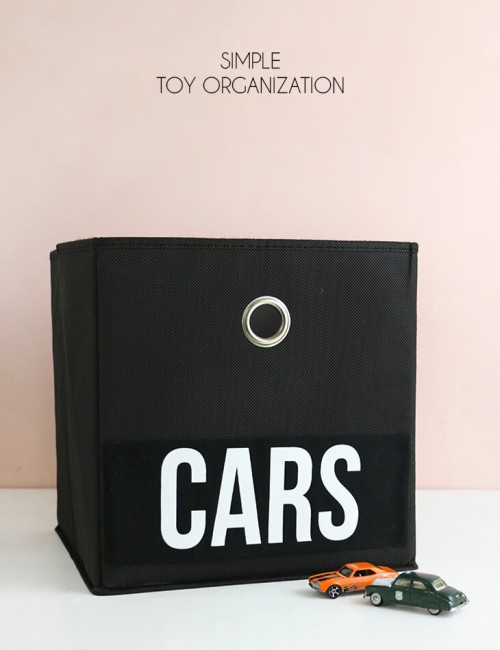 simple toy organization - make toy bin labels with heat transfer vinyl