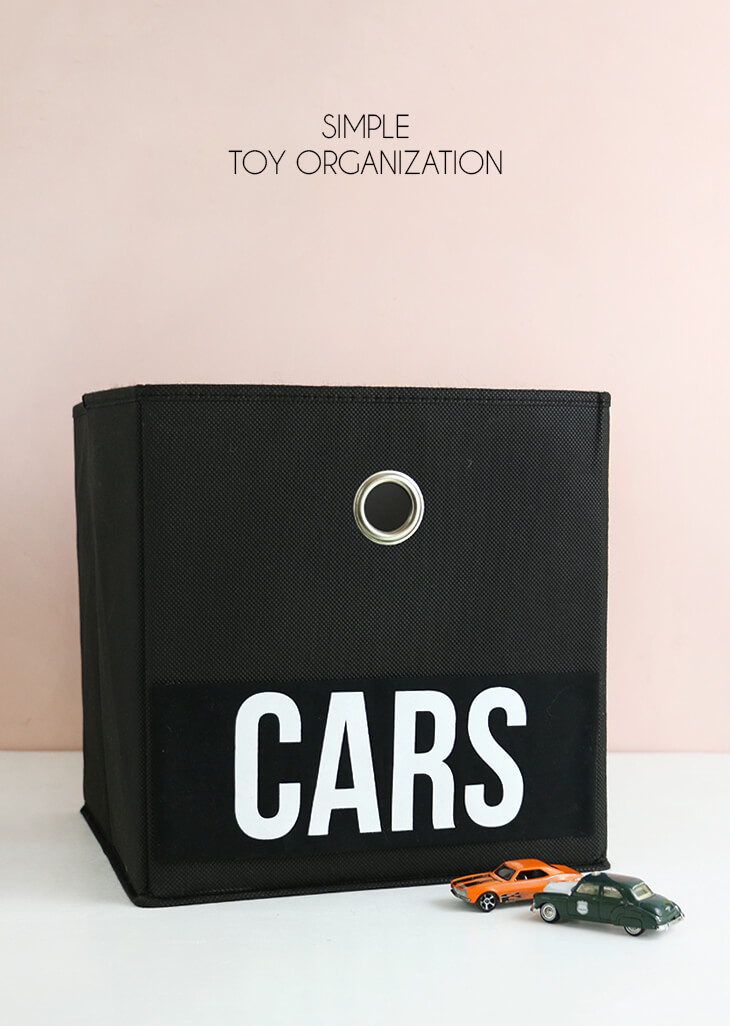 simple toy organization - make toy bin labels with heat transfer vinyl