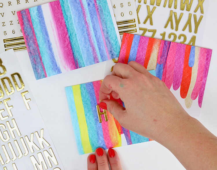 DIY art project idea - colorful paint scrape notecards