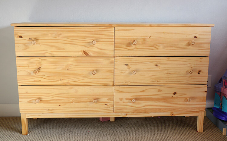 DIY scalloped dresser before
