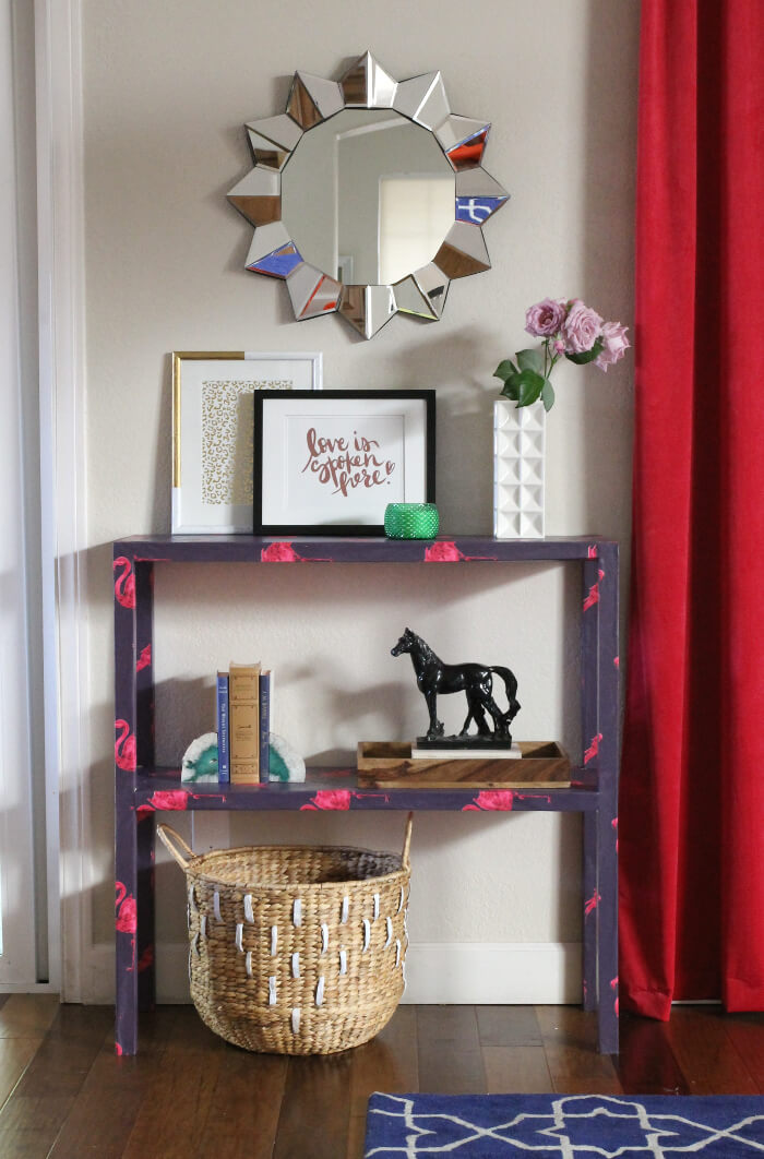 DIY flamingo console table