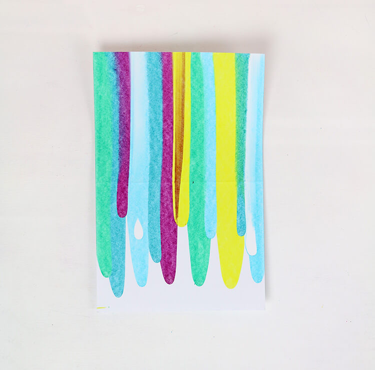 DIY art project idea - colorful paint scrape notecards
