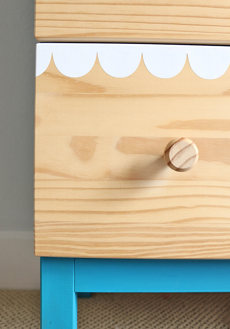 DIY scalloped dresser detail