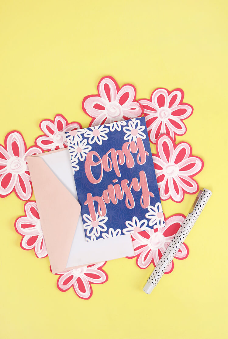 free hand lettered spring printables - oopsy daisy - cute printable notecards to say I'm sorry