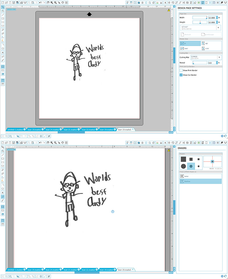 how to trace child's drawing in silhouette studio software