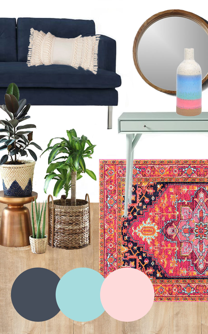 colorful modern bohemian mood board