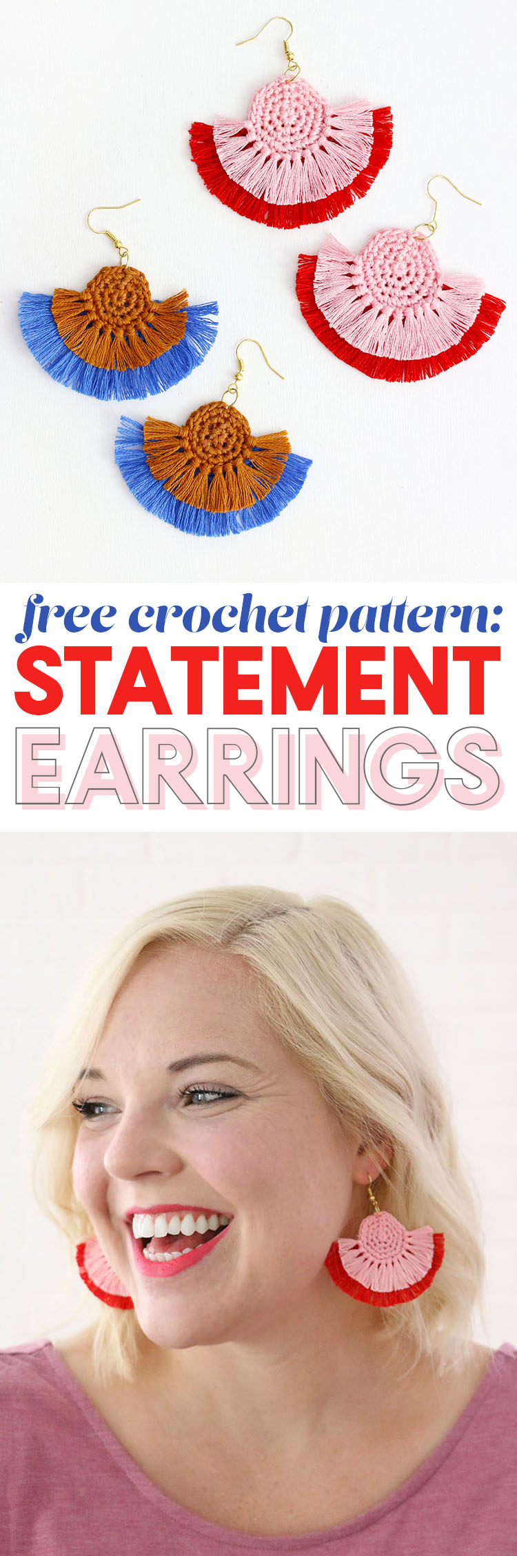 diy statement earrings - so cute! free crochet earrings pattern