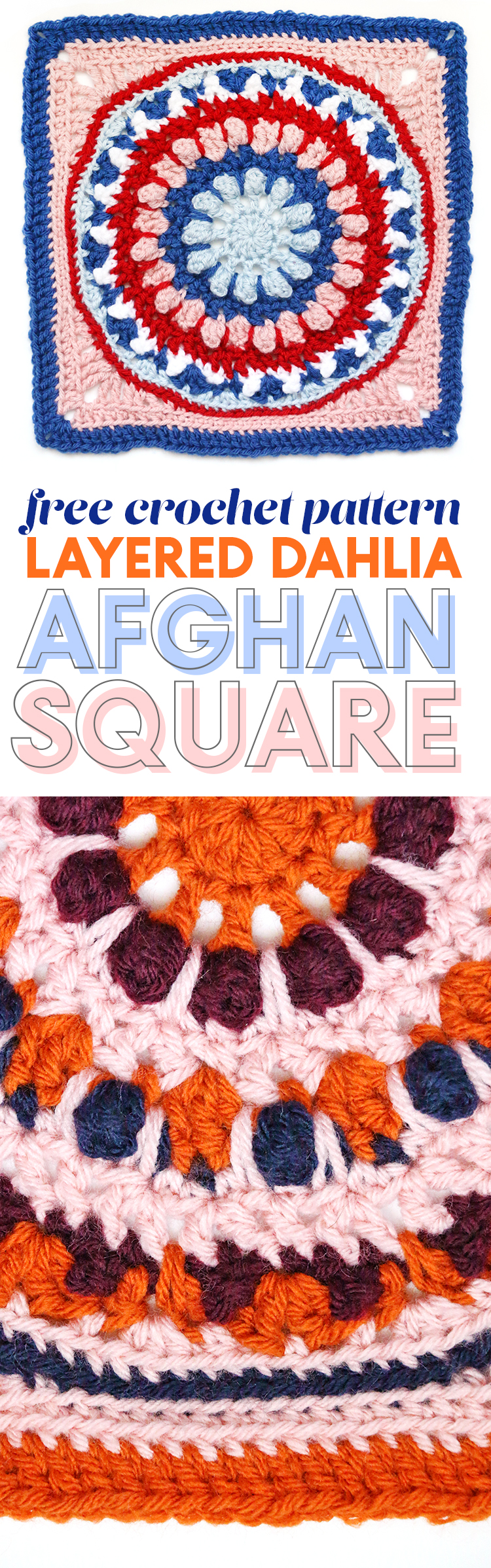 the layered dahlia free 12 inch afghan square pattern from persia lou - written pattern and photo tutorial
