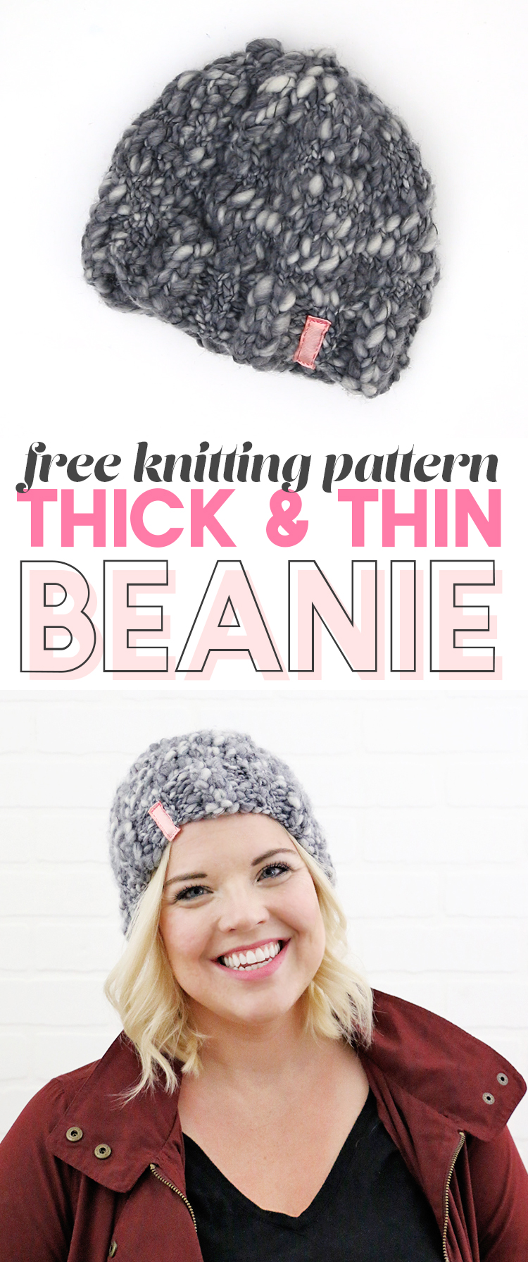 how to knit a simple thick and thin hat - free knit pattern