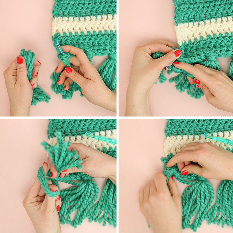 how to add tassels to a crochet afghan