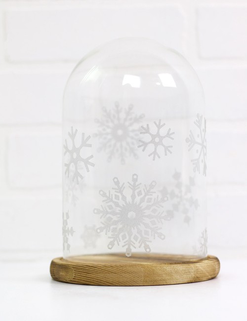 etched glass vinyl snowflake cloche