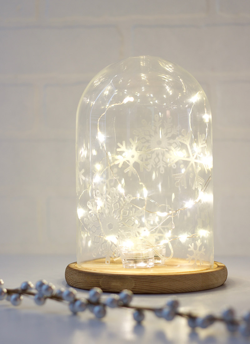snowflake cloche with lights