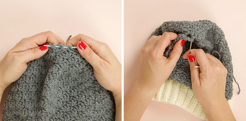 close up crochet beanie top
