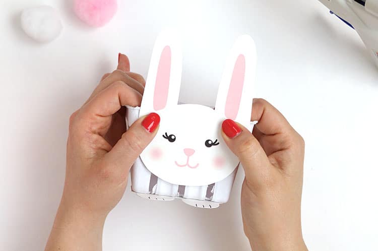 glue bunny face on bunny baskets