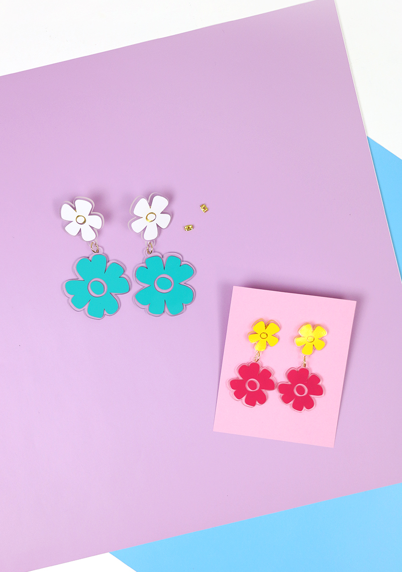diy shrink film flower earrings