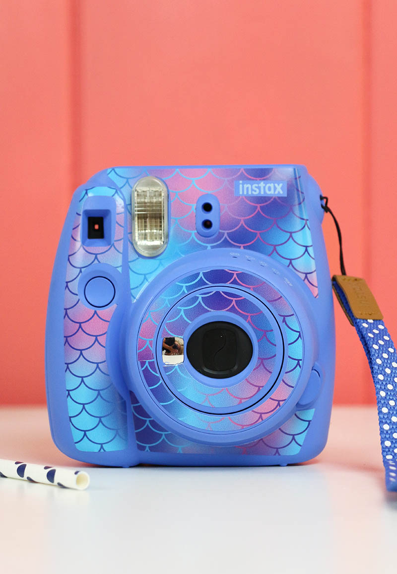 mermaid scale patterned vinyl instax camera skin