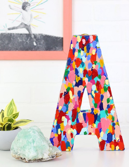 DIY brushstroke letter art project