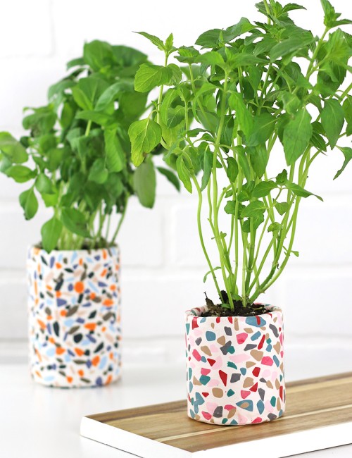diy clay terrazzo planters