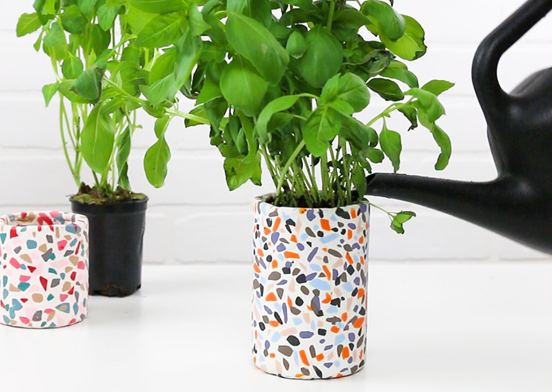 diy terrazzo herb planter