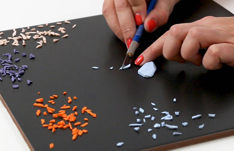 slice off pieces for diy terrazzo planter