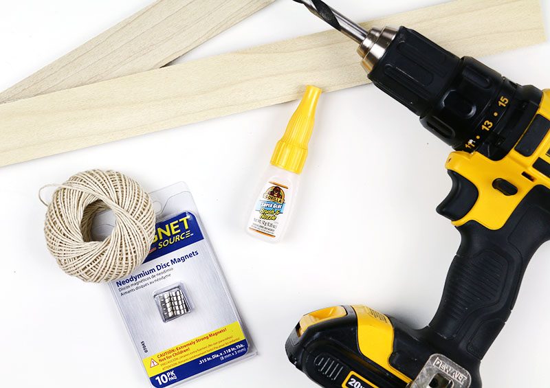 supplies for DIY magnetic print hanger
