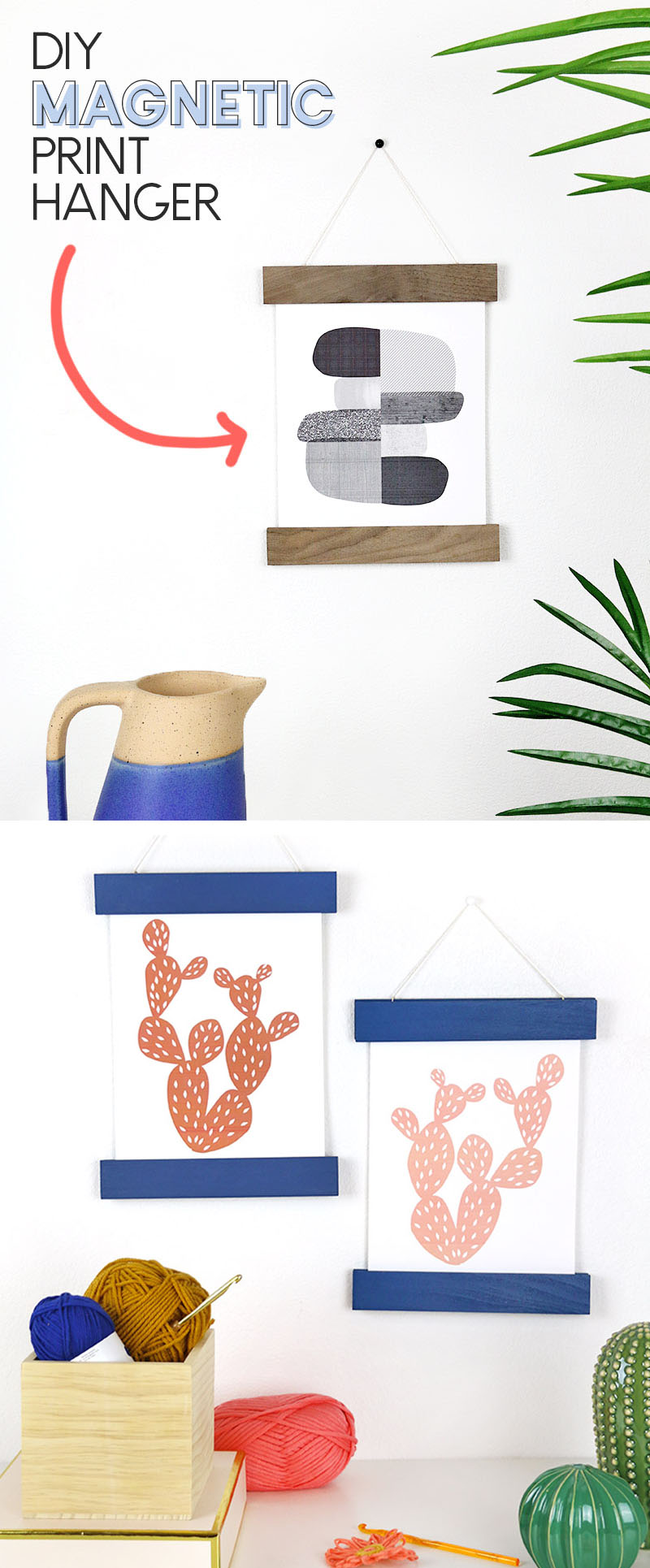 diy magnetic print hanger - so easy to change out art