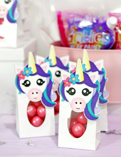 diy unicorn party favor treat bags printables