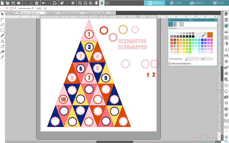 layout for silhouette advent calendar in silhouette studio