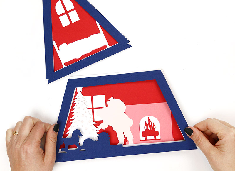 lining up interior scene pieces for diy advent calendar