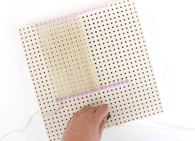 add warp to the loom diy woven bag