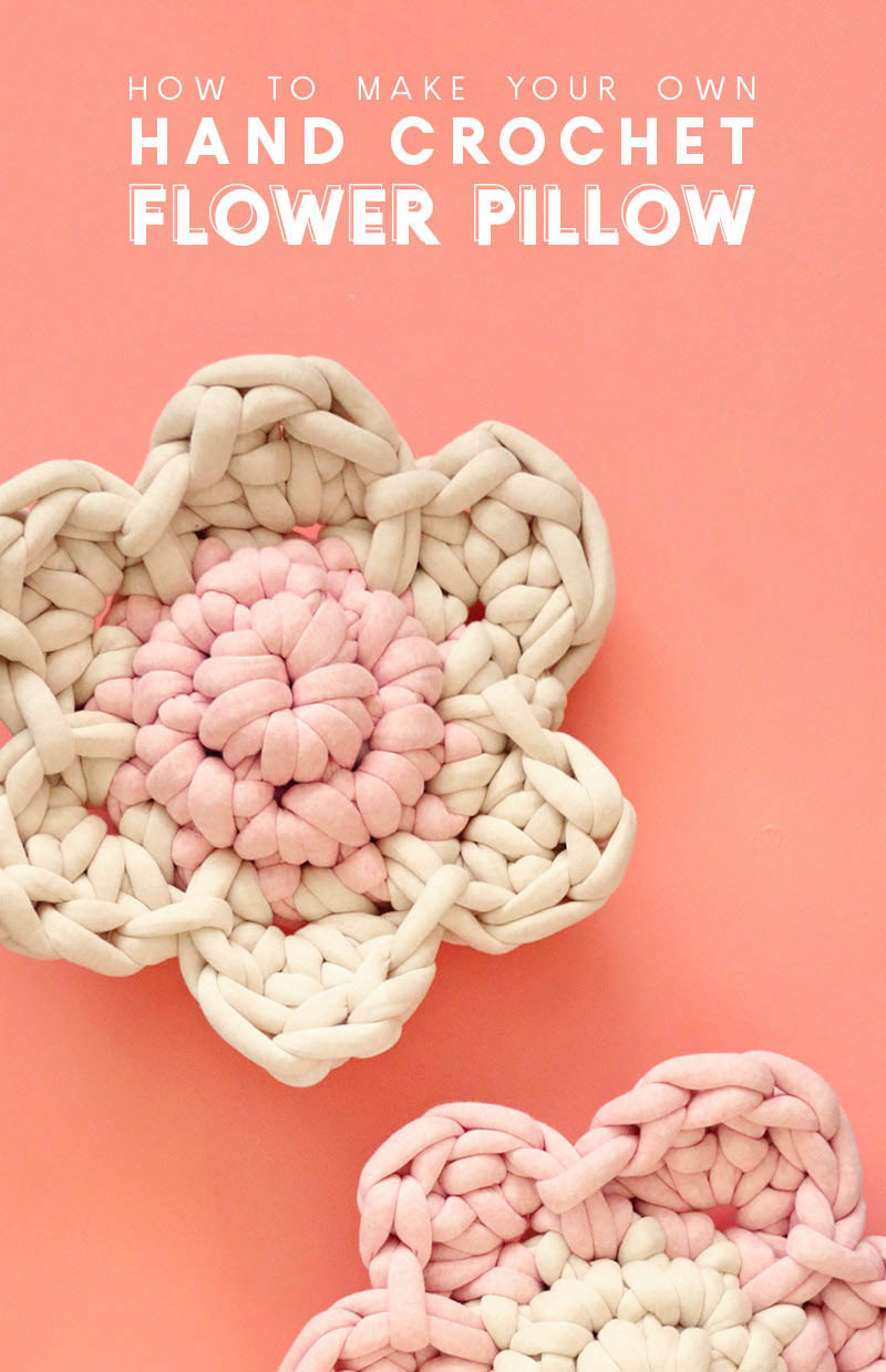 hand crochet flower pillow