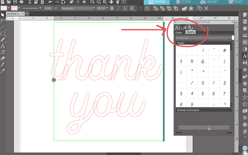 open silhouette studio glyphs panel