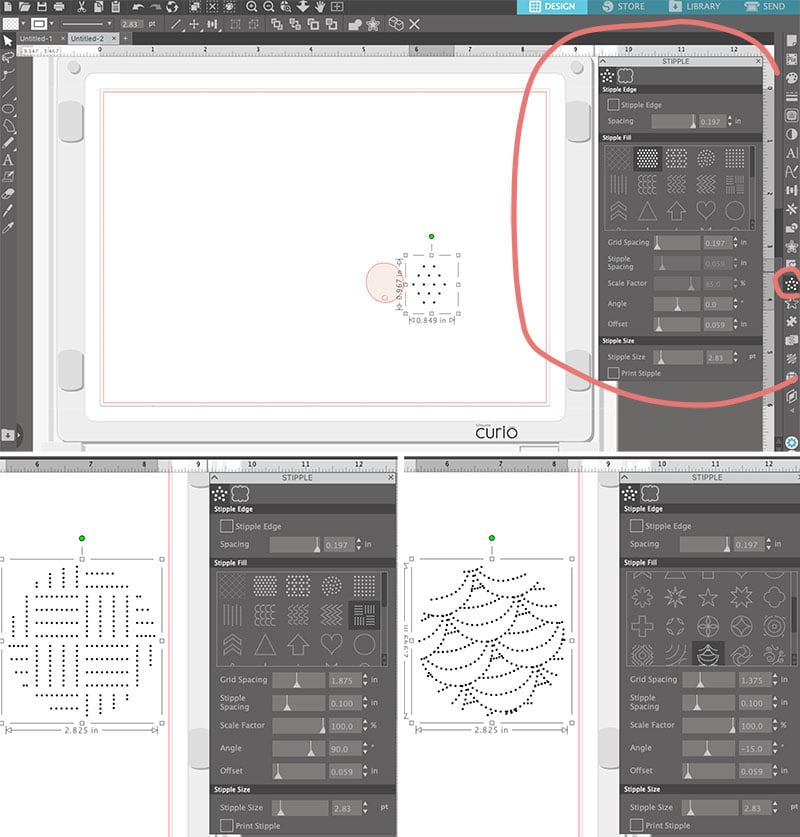 how to add stippled designs to clay earrings in the silhouette studio software