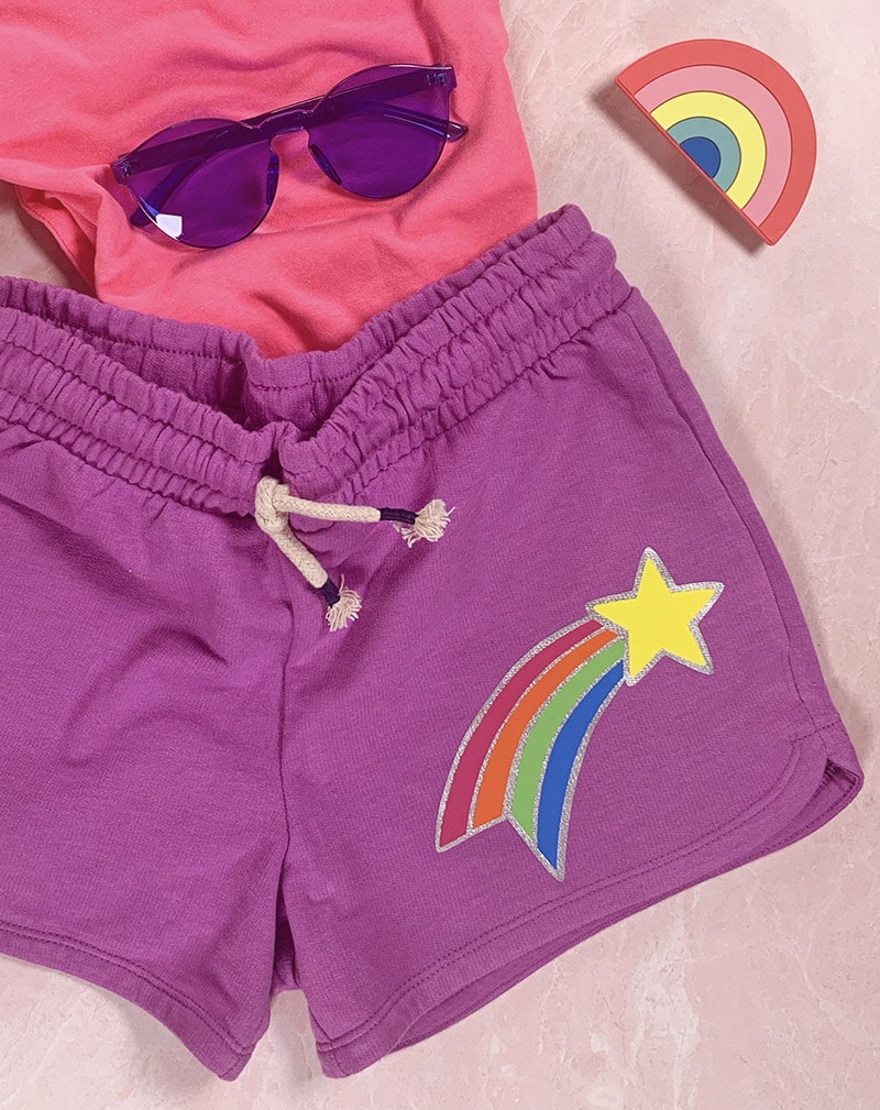 finished shooting star shorts