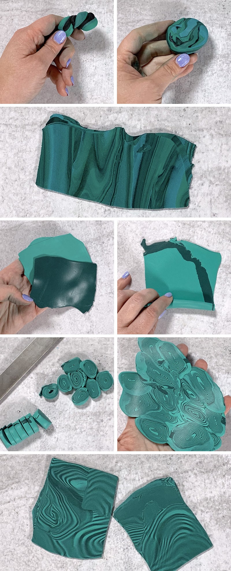 clay marbling step by step illustrations