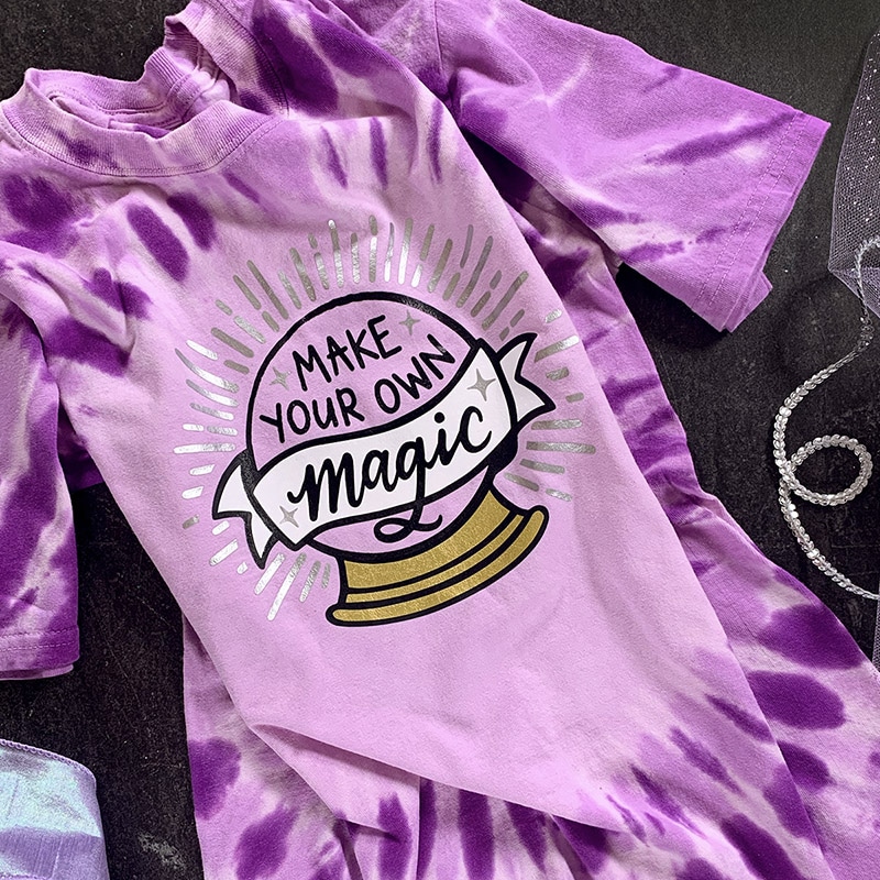 make your own magic crystal ball purple tie dye tshirt