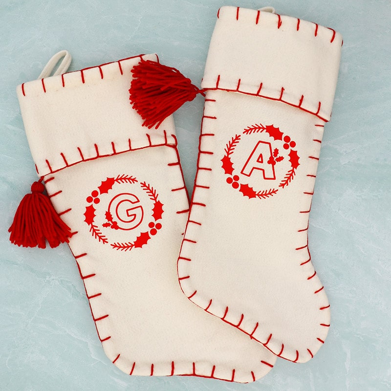 cute and easy diy felt and vinyl monogrammed stockings