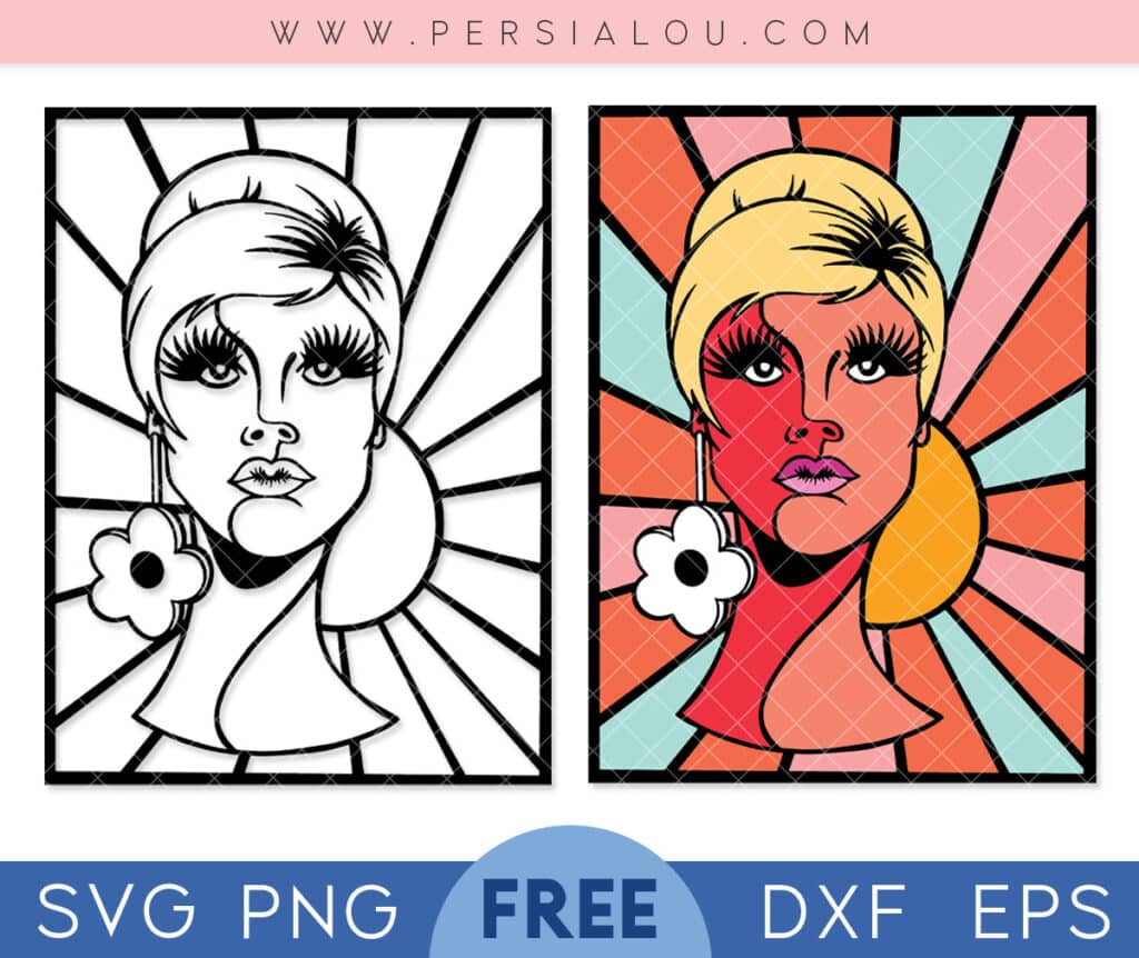 free groovy lady fashion illustration svg cut file