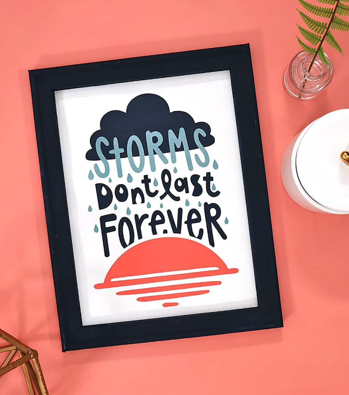 DIY reverse canvas art with storms don't last forever design