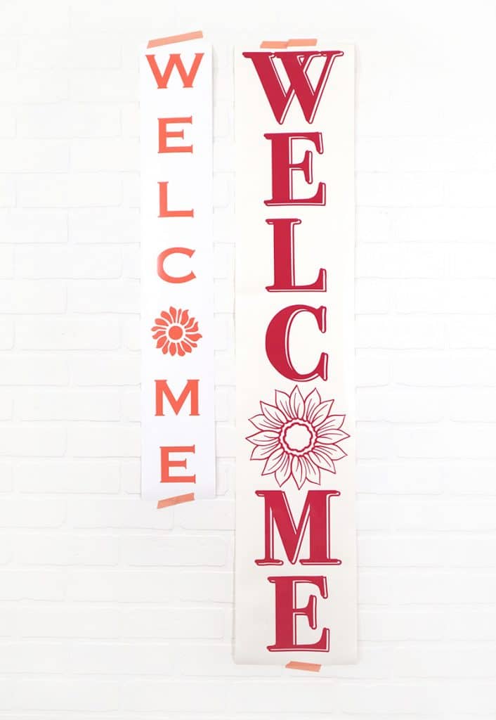 long vertical cut vinyl decals for welcome signs cut by the cricut joy and silhouette portrait 2 cutting dimensions comparison