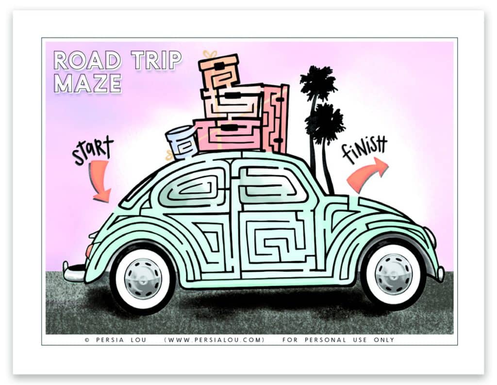 color car maze printable