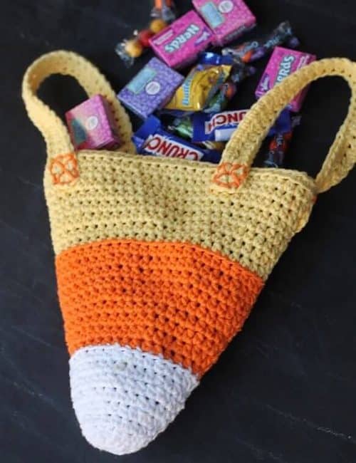 candy corn crochet bag